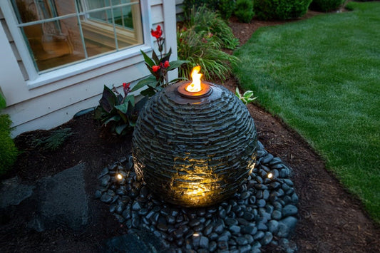 Stacked Slate Sphere with fire add on